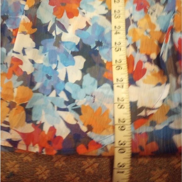 American Beach Sheer Floral Print Button Down Swim Suit Cover - Picture 8 of 10